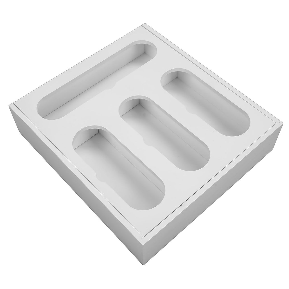 Food Storage Bag Container Bamboo Polished Finish Drawer Design Food Bag Storage Box for Kitchen Home White