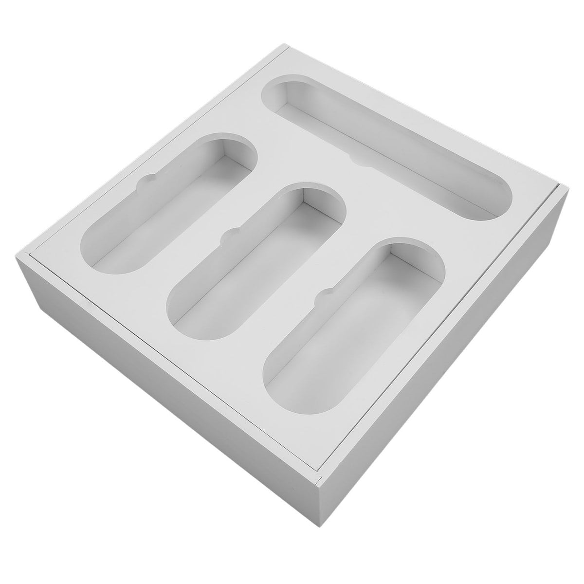 Food Storage Bag Container Bamboo Polished Finish Drawer Design Food Bag Storage Box for Kitchen Home White