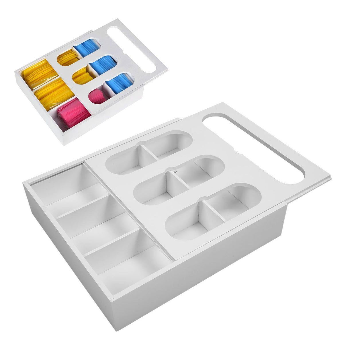 Food Storage Bag Container Bamboo Polished Finish Drawer Design Food Bag Storage Box for Kitchen Home White
