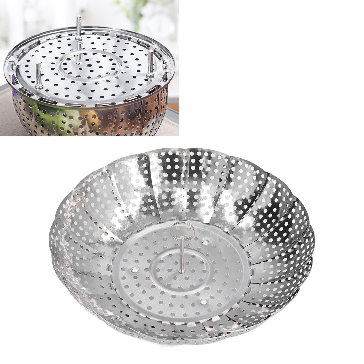 Steaming Plate Detachable Handle Design Retractable Stainless Steel Corrosion Resistant Food Steaming Tray