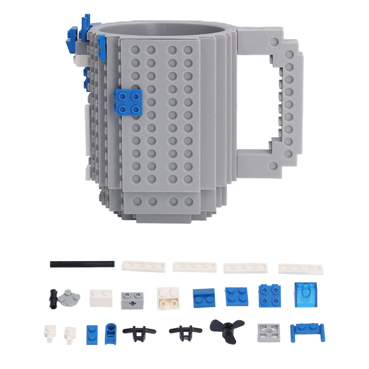400ml Building Blocks Cups Build On Brick Coffee Mug DIY Novelty Building Blocks Cup for Kids Adults Birthday Gray
