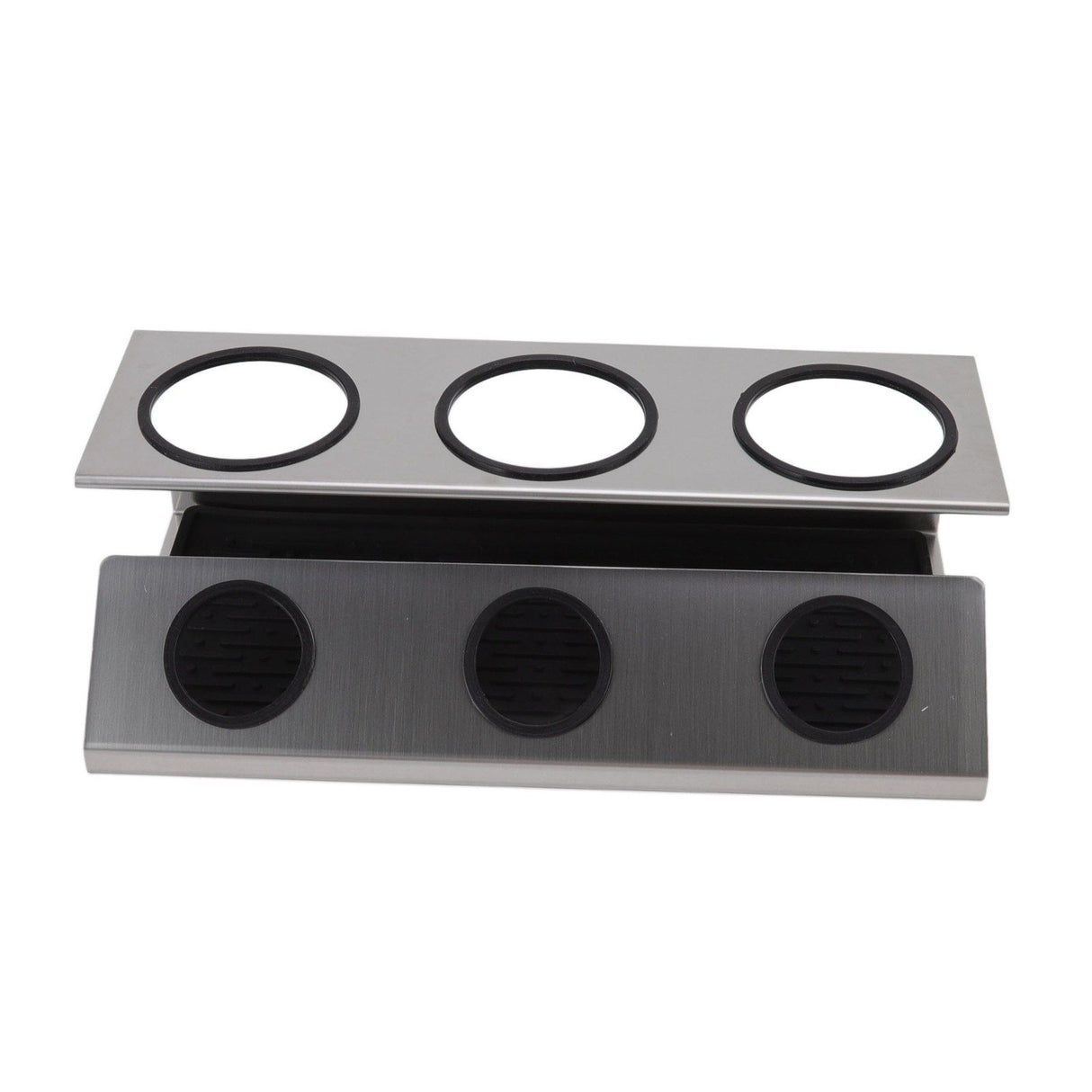 Bottle Drain Drying Rack 304 Stainless Steel Silicone Pad Silver 3 Holes Soda Bottle Drying Rack for Home Kitchen