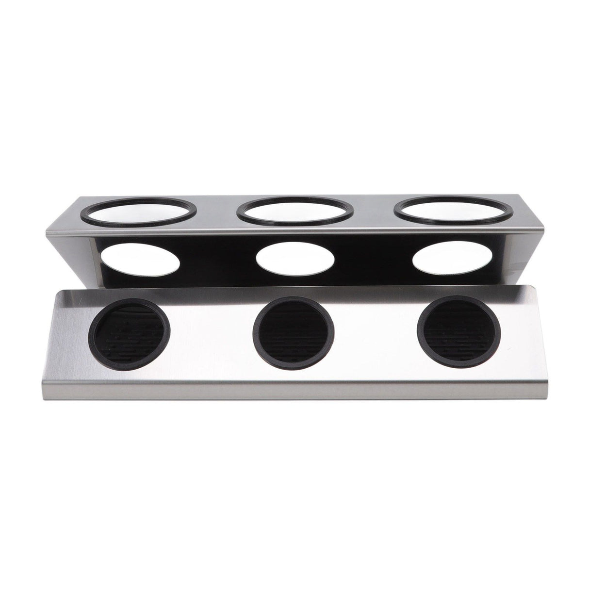 Bottle Drain Drying Rack 304 Stainless Steel Silicone Pad Silver 3 Holes Soda Bottle Drying Rack for Home Kitchen