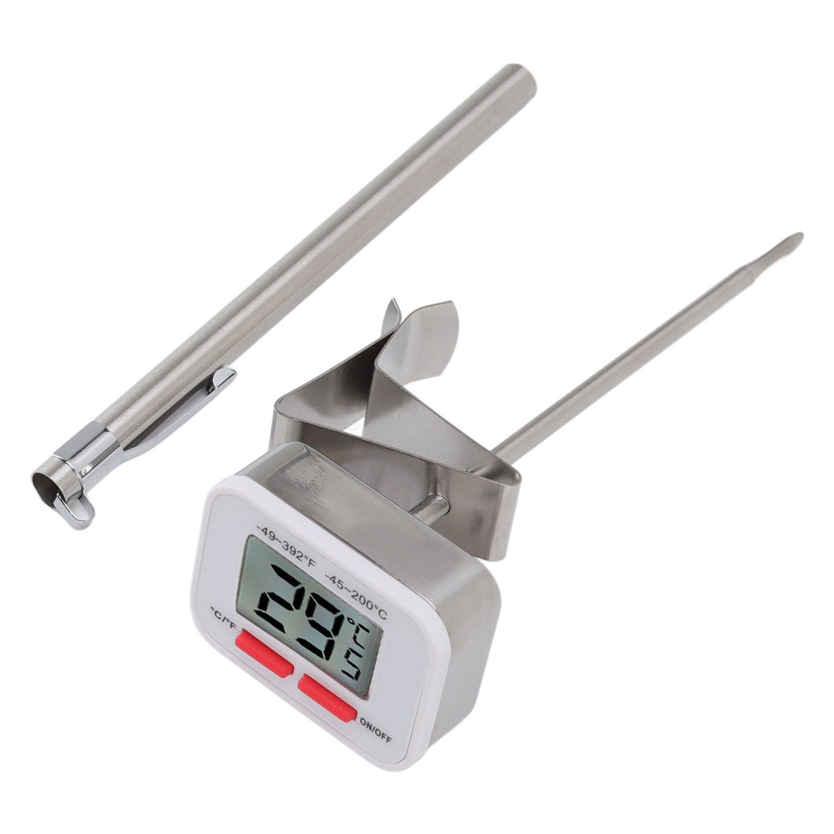 Food Thermometer Regulable Clip Large Display Screen Detachable Stainless Steel White Kitchen Thermometer