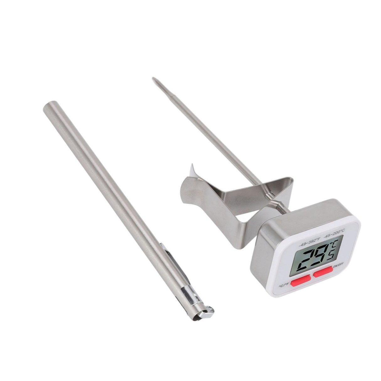 Food Thermometer Regulable Clip Large Display Screen Detachable Stainless Steel White Kitchen Thermometer