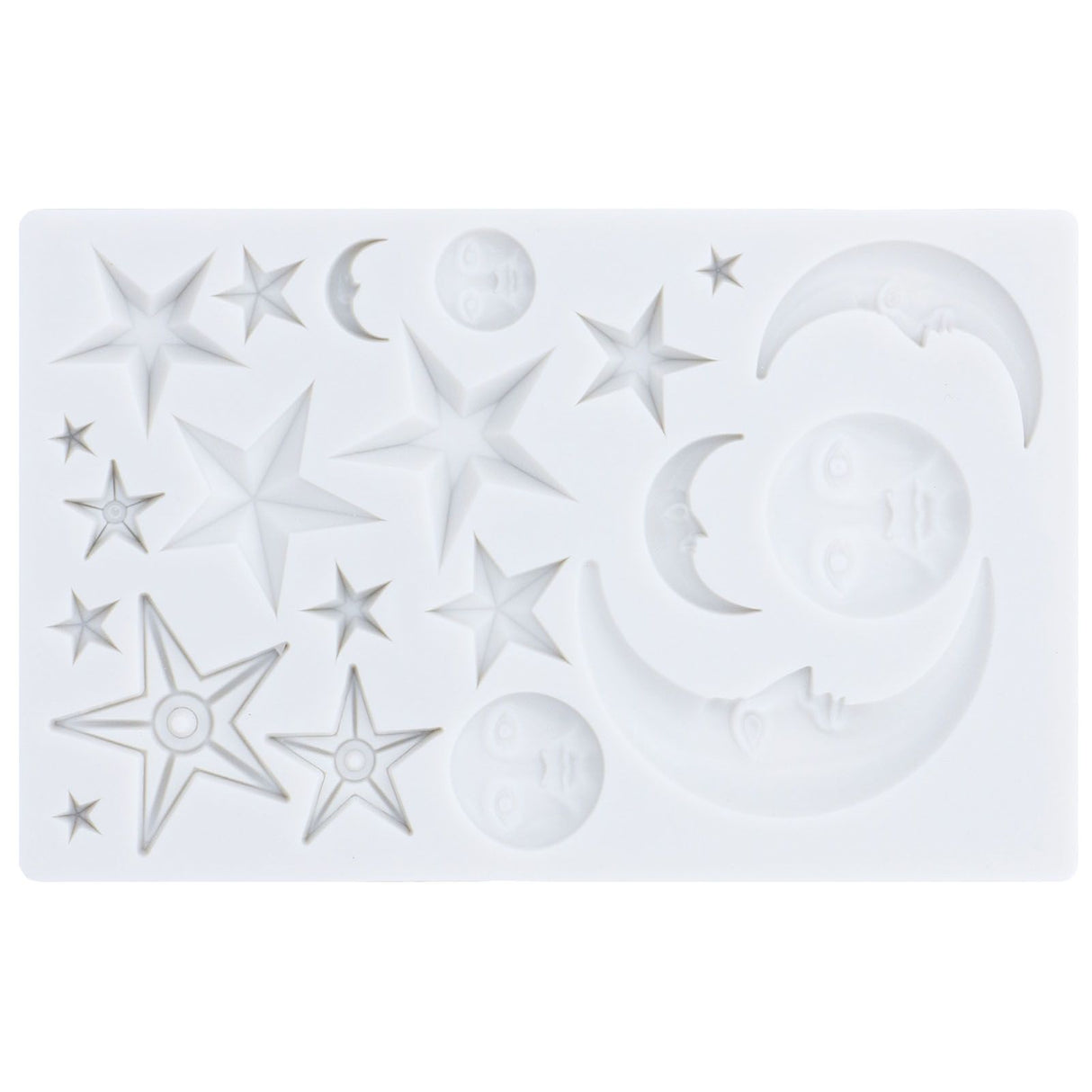 Silicone Fondant Mold Star Moon Face Nonstick Food Grade Silicone Reusable Heat Resistant Odorless Chocolate Molds