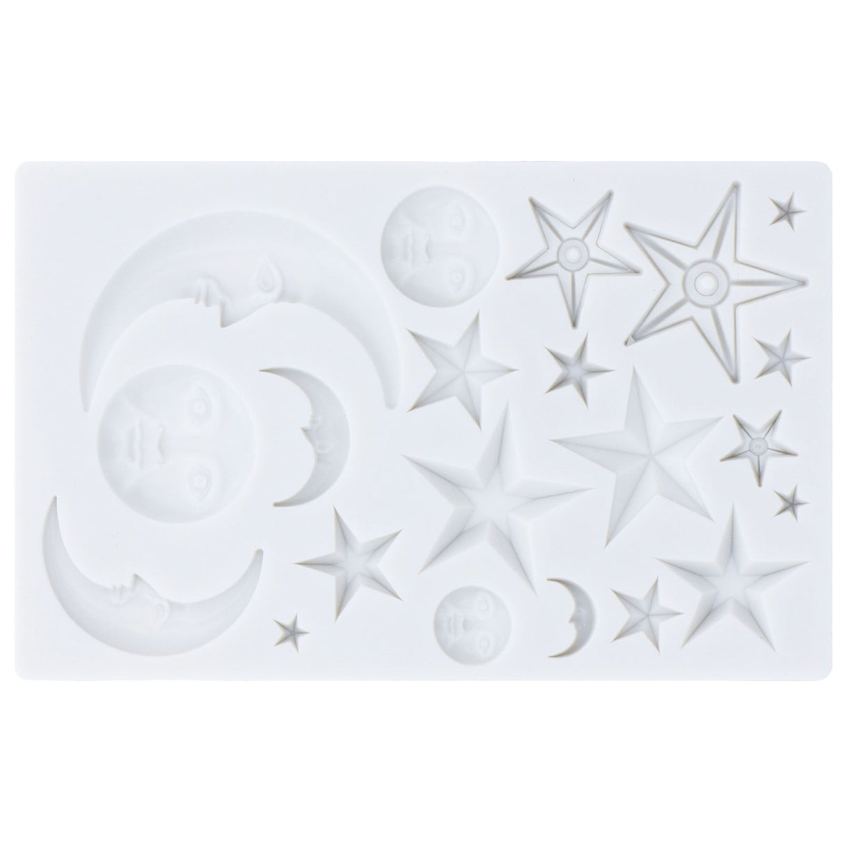 Silicone Fondant Mold Star Moon Face Nonstick Food Grade Silicone Reusable Heat Resistant Odorless Chocolate Molds