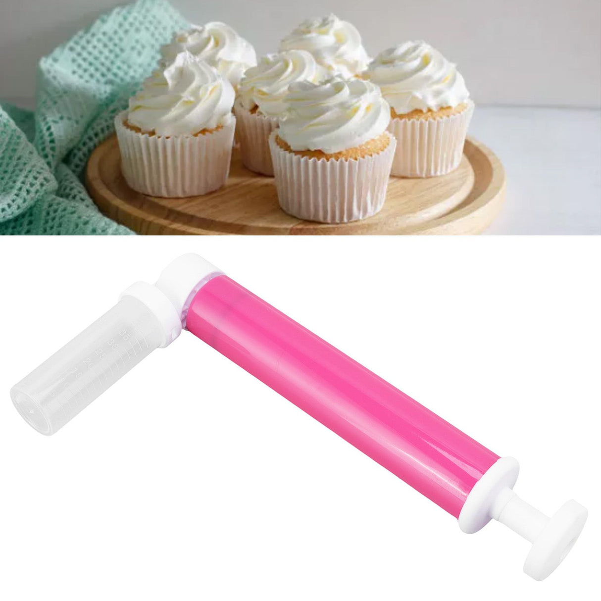 Manual Cake Airbrush DIY Multiple Colors Leakage Proof Plastic Cake Airbrush Pump with Transparent Tank for Cake Rose Red