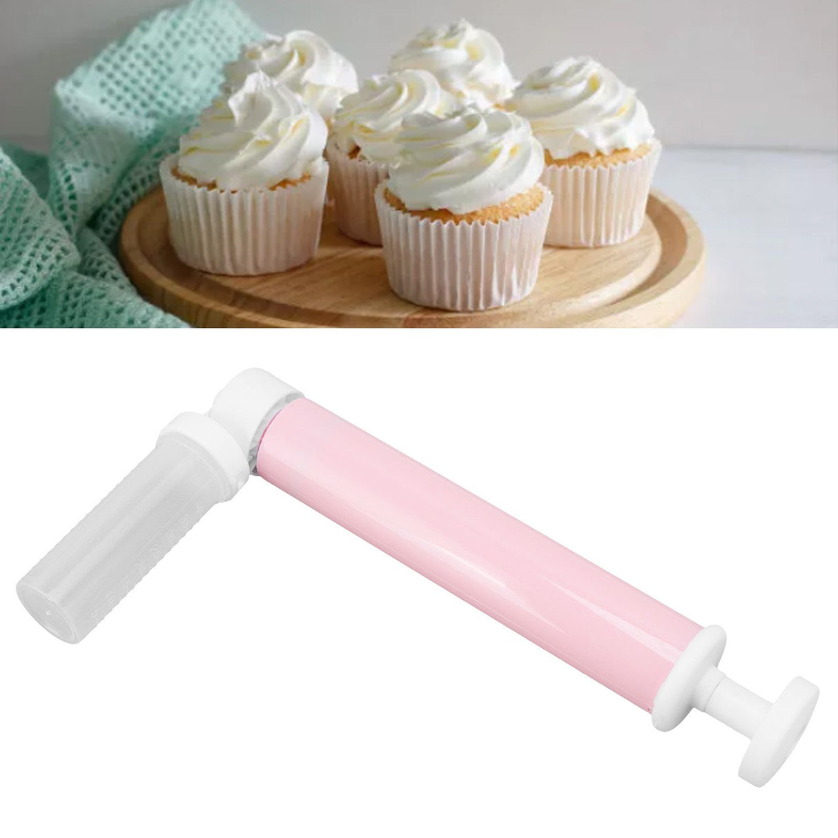 Manual Cake Airbrush DIY Multiple Colors Leakage Proof Plastic Cake Airbrush Pump with Transparent Tank for Cake Pink