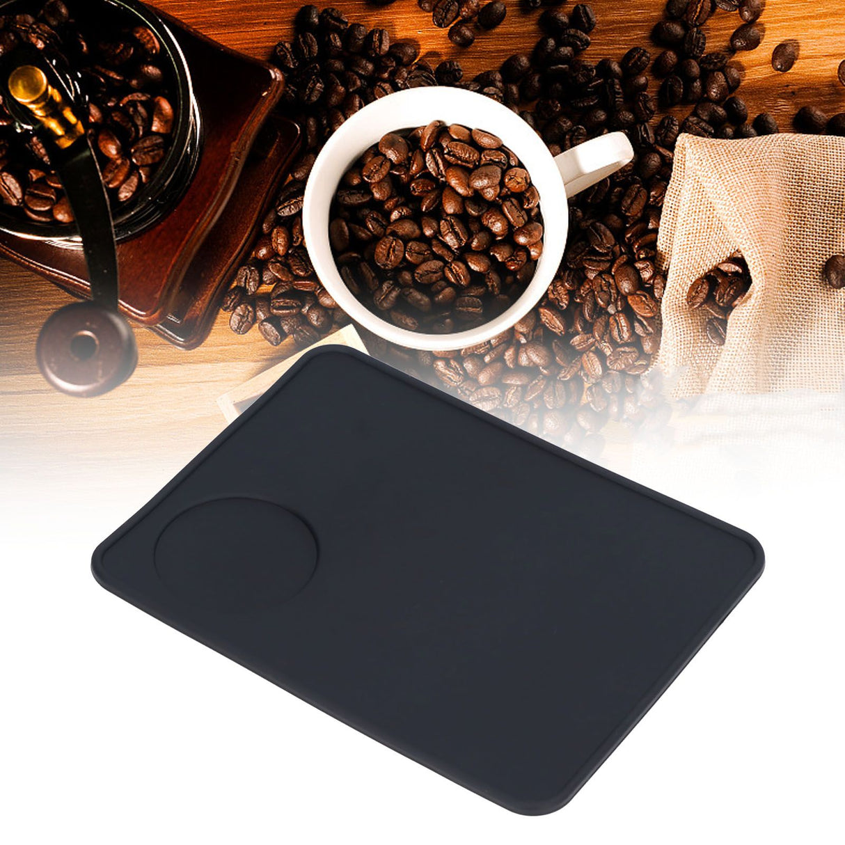 Coffee Tamping Mat Soft Flexible Black Food Grade Silicone Odorless Non Slip Coffee Corner Tamper Mat