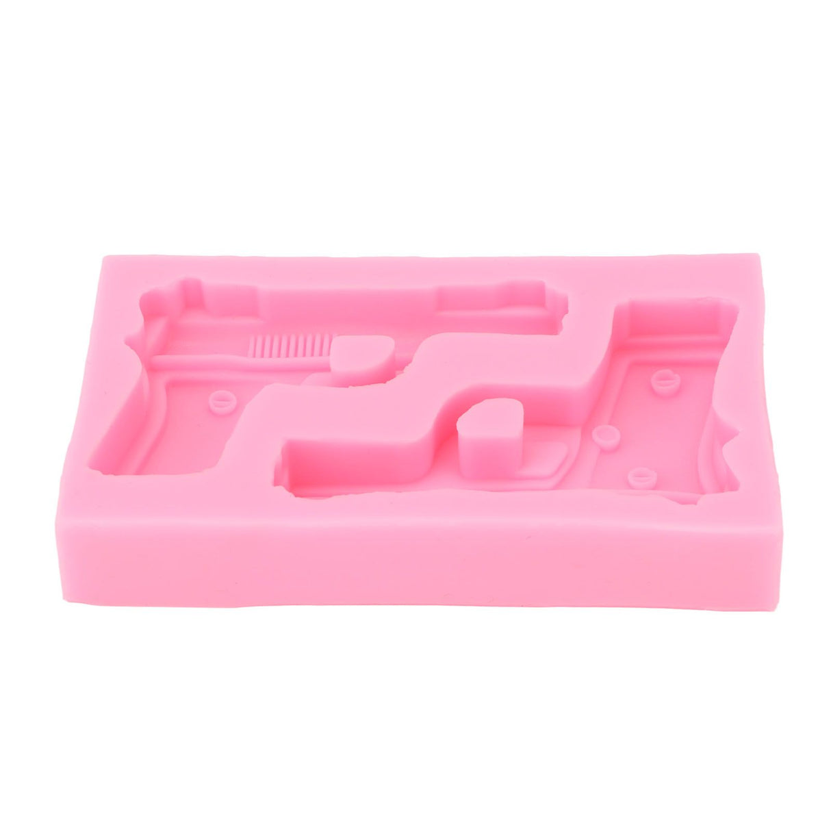 3D Weapon Shape Silicone Molds Pistol Shaped Baking Molds for Making Cake Chocolate Candy Crafting Pink