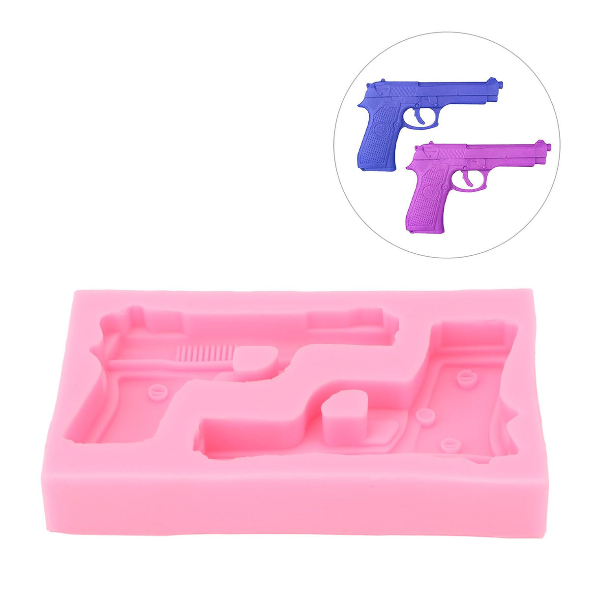 3D Weapon Shape Silicone Molds Pistol Shaped Baking Molds for Making Cake Chocolate Candy Crafting Pink