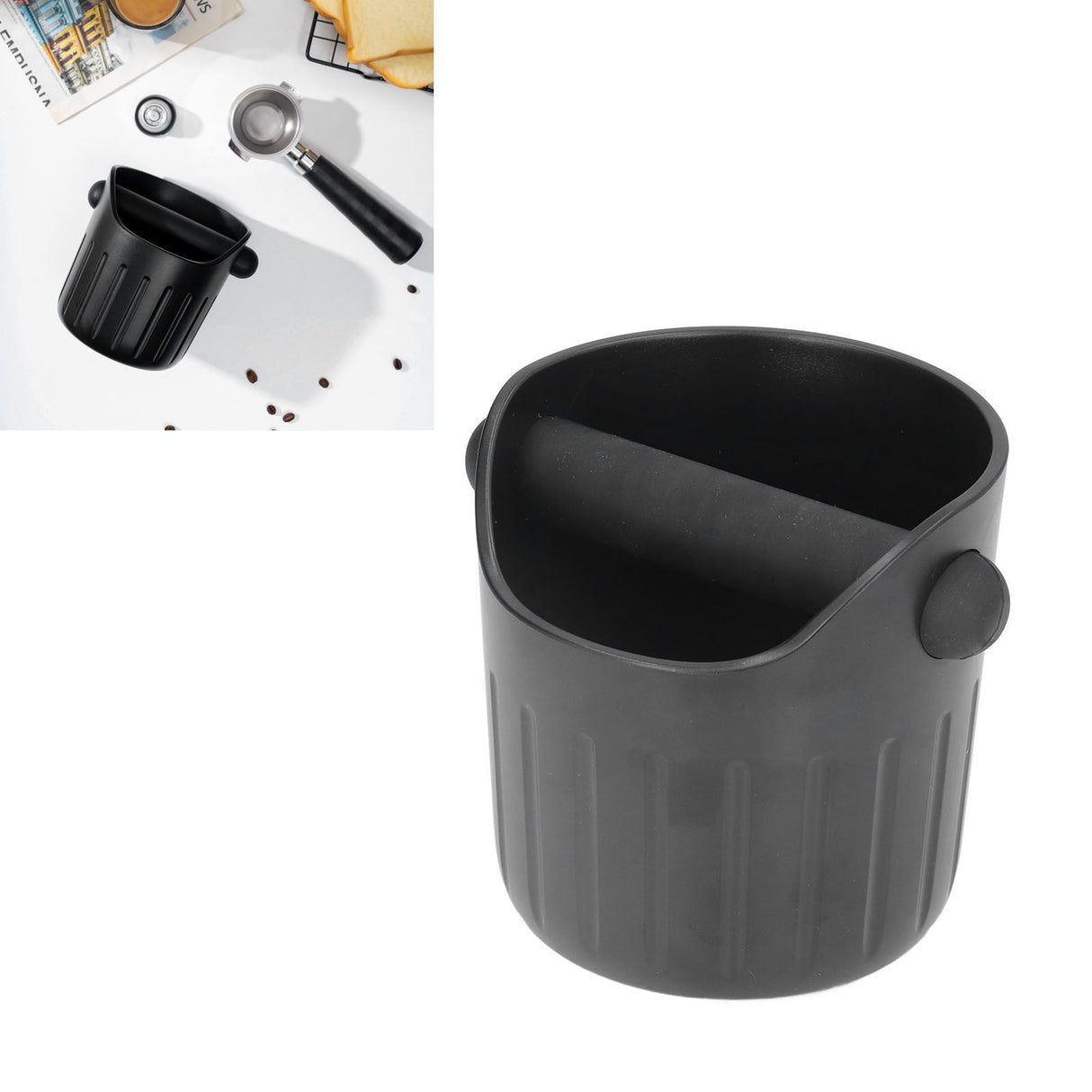 Coffee Grounds Bucket Portable ABS Coffee Knock Box with Skid Resistance Rubber Mat for Home Cafe Bar