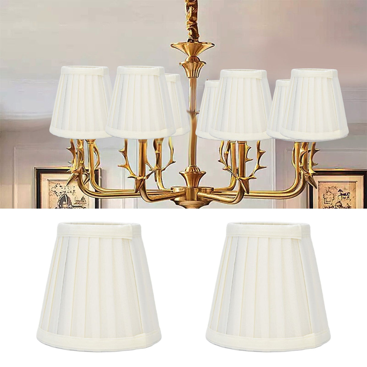 2 Pcs Double Small Lamp Shade Clip On Bulb Comfortable Material Barrel Fabric Lampshade for Table Chandelier Wall LampPX30