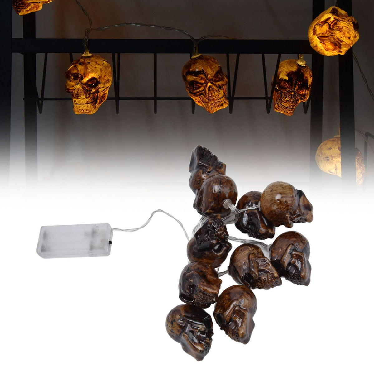 Ghost Skull Lantern LED Lighted Halloween String Lights for Indoor Outdoor Party Yard Patio Tree