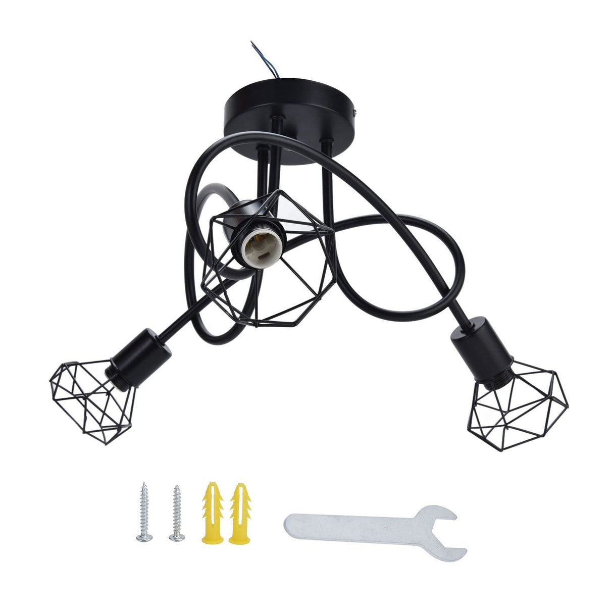 3 Heads Pendant Light Hollow Iron Ceiling Lamp Base for Bedroom Dining Room Living Room for E14 Bulb 85‑265V