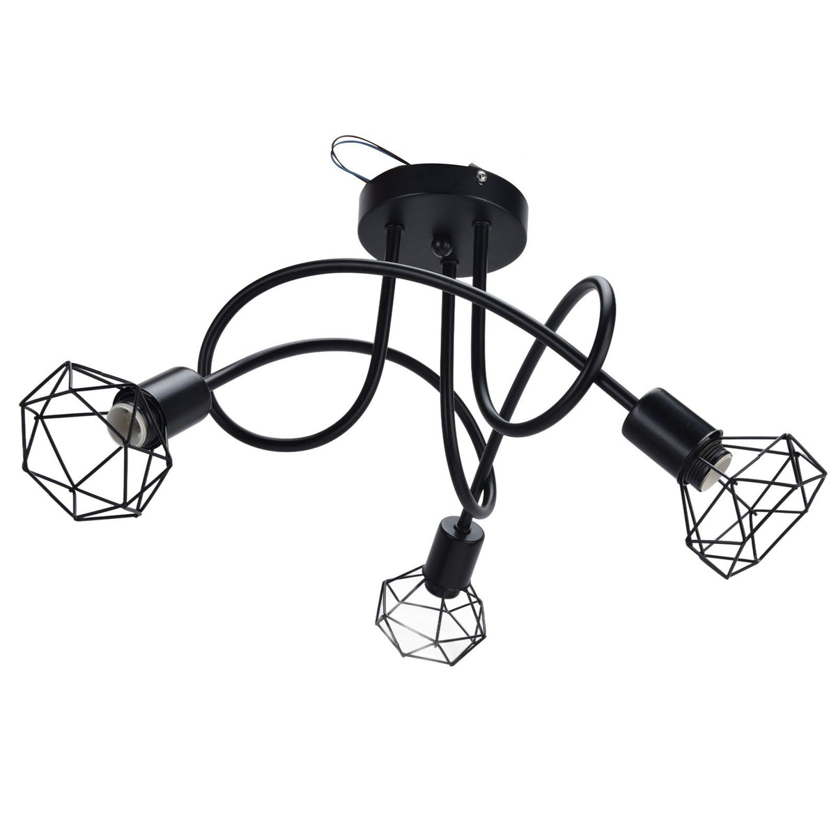 3 Heads Pendant Light Hollow Iron Ceiling Lamp Base for Bedroom Dining Room Living Room for E14 Bulb 85‑265V
