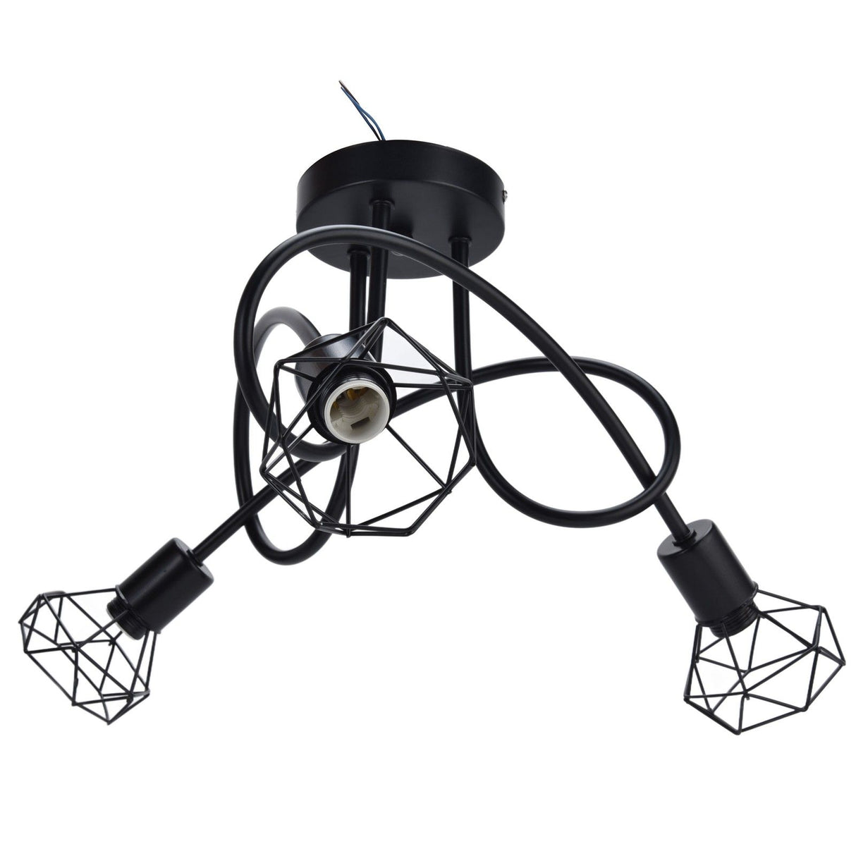 3 Heads Pendant Light Hollow Iron Ceiling Lamp Base for Bedroom Dining Room Living Room for E14 Bulb 85‑265V