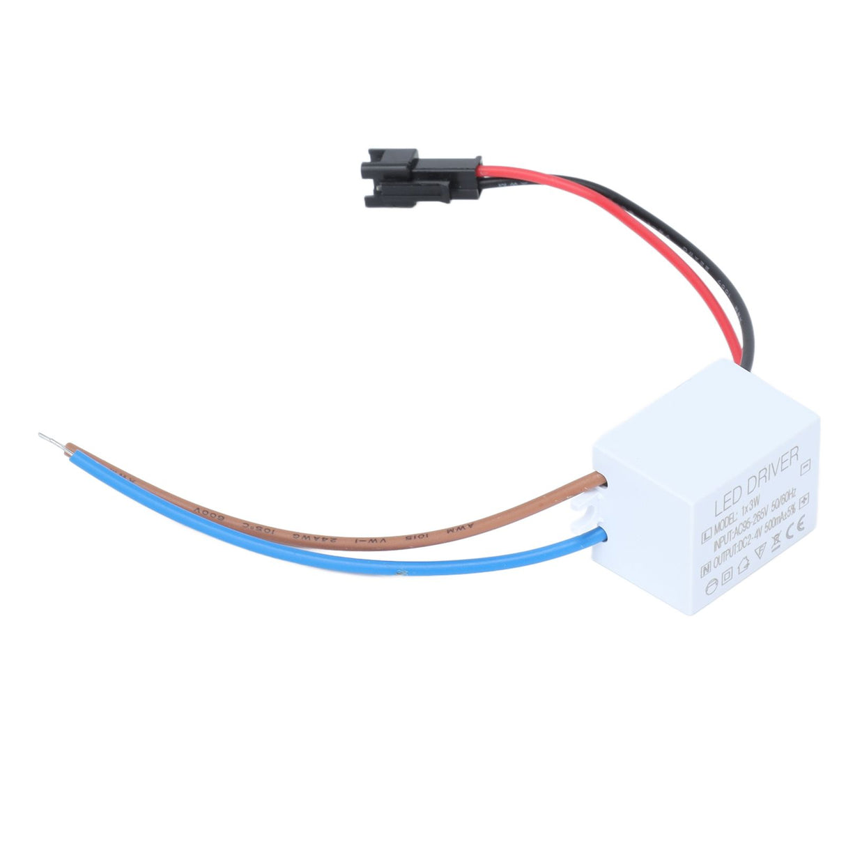 500mA 1X3W LED Driver Power Supply Driver Connector LED Lamp Transformer Input AC95‑265V Output 2‑4VDC