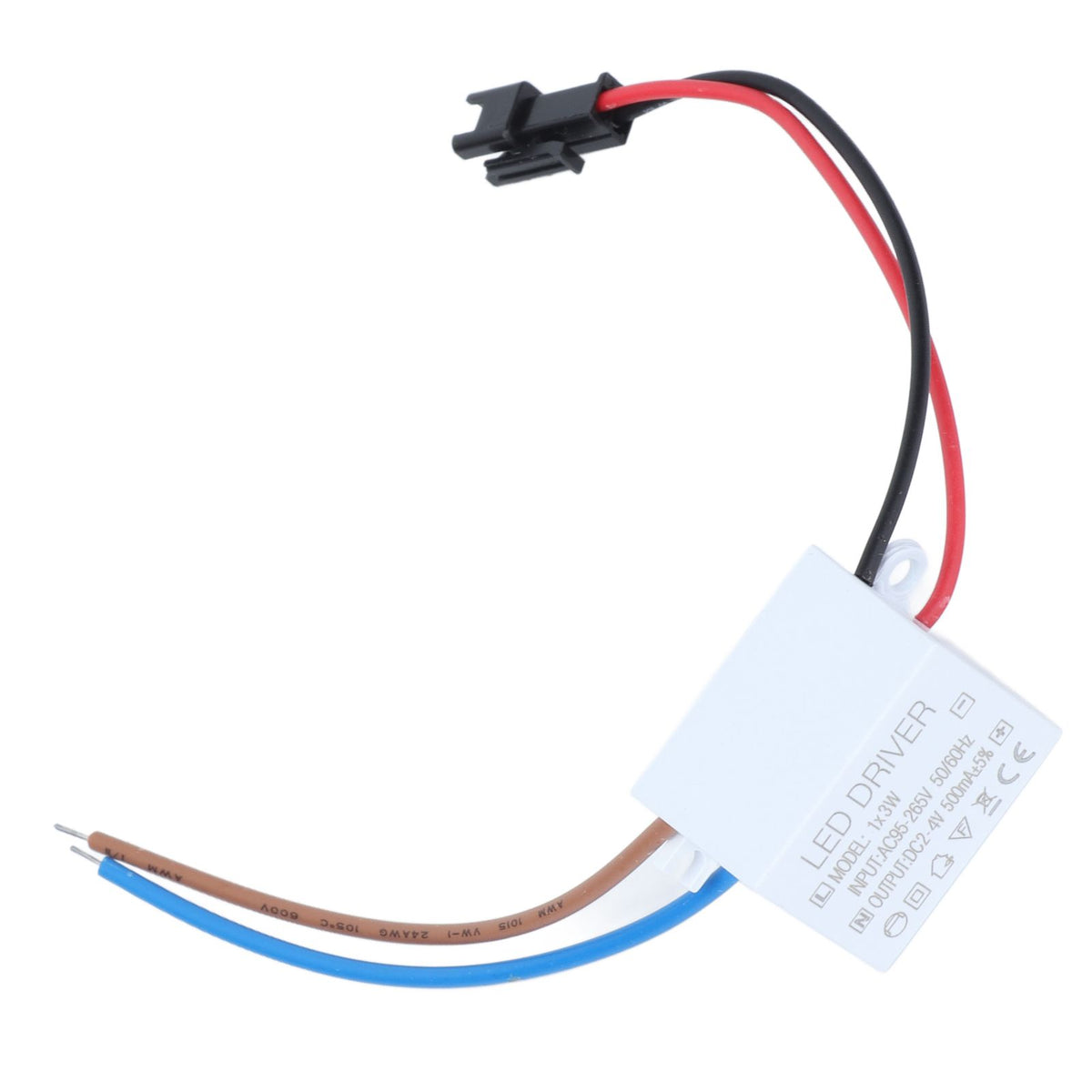 500mA 1X3W LED Driver Power Supply Driver Connector LED Lamp Transformer Input AC95‑265V Output 2‑4VDC