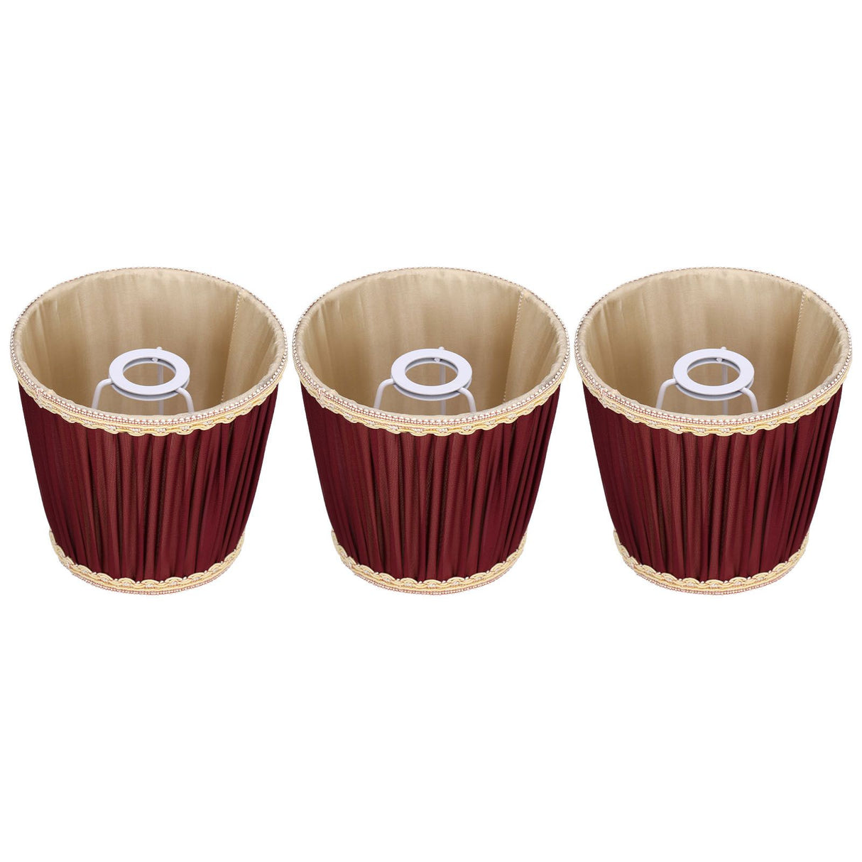 3pcs E14 Fabric Lamp Shade Wine Red Modern Clip On Lampshade for Home Wall Candle Table Lamps