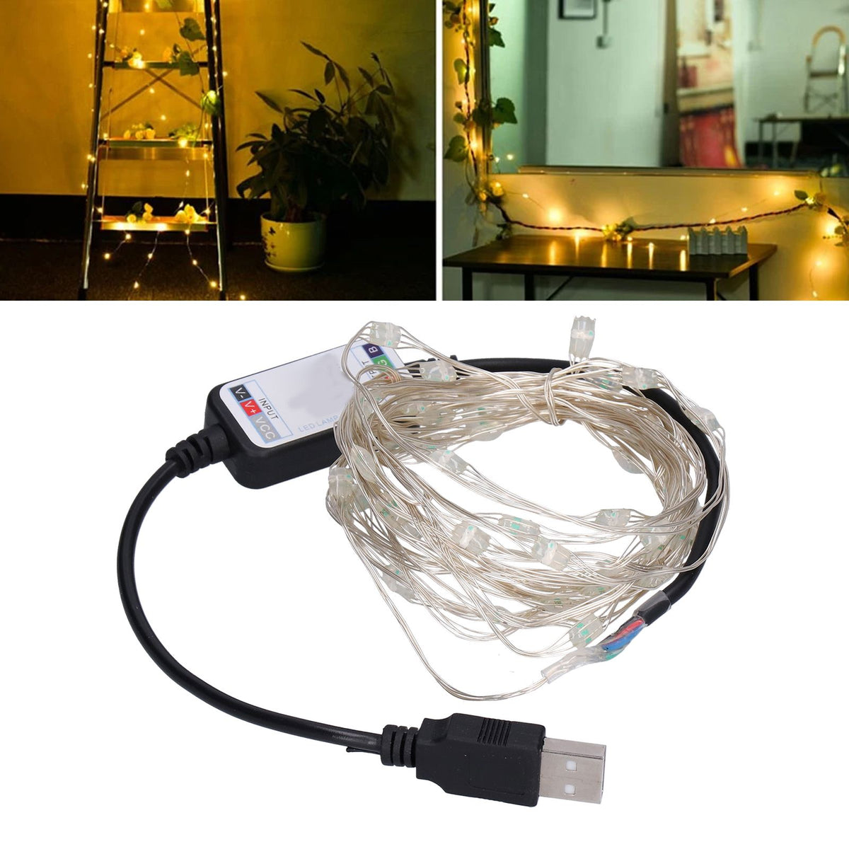 String Lights USB LED Colorful RGB Waterproof Copper Wire Music Light String Christmas Decoration Light5m 50 Lights