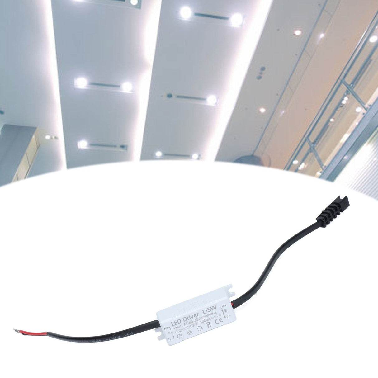 LED Driver 1X5W LED Driver 1200mA Power Supply Transformer Adapter 85‑265V AC to 2‑4V DC for LED Light Outdoor Light