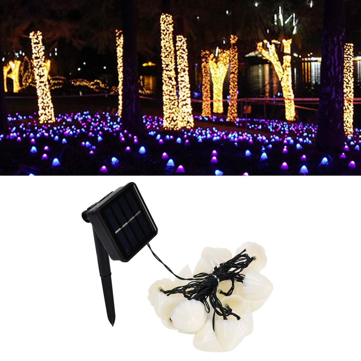 Solar Light String Waterproof Outdoor Garden Landscape Light 20LEDs 8 Lighting ModesColorful Light