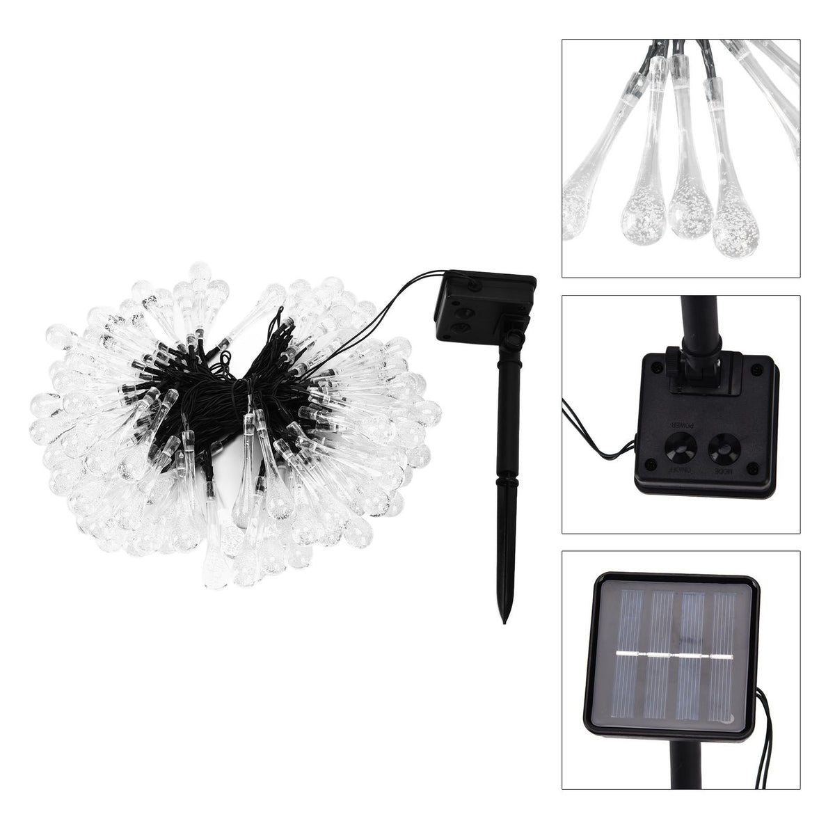 100LEDs String Lights Solar Powered Fairy Lamp 12m/39.3ft Waterproof Drop Shape for Patio Lawn Party DecorWarm Light