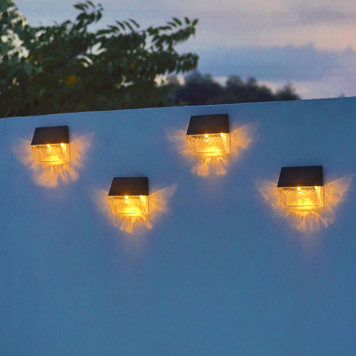 Solar Deck Lights Energy Saving Eco Friendly Warm Light RGB Intelligent Control IP56 Waterproof Fence Lights