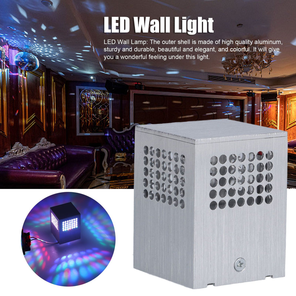 LED RGB Wall Lamp 3W KTV Indoor Wall Decoration Lamp for Corridor Aisle Bedside Background 85‑265V