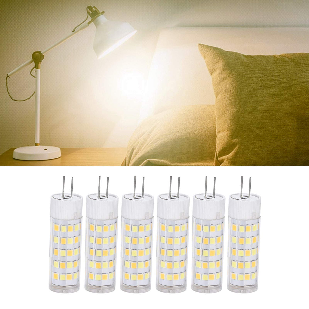 6PCS G4 Light Bulb 3 Light Color 220V Small Ceiling Lamp Bulb Wall Lamp Bulb for Home OfficeG4 7W 64LED