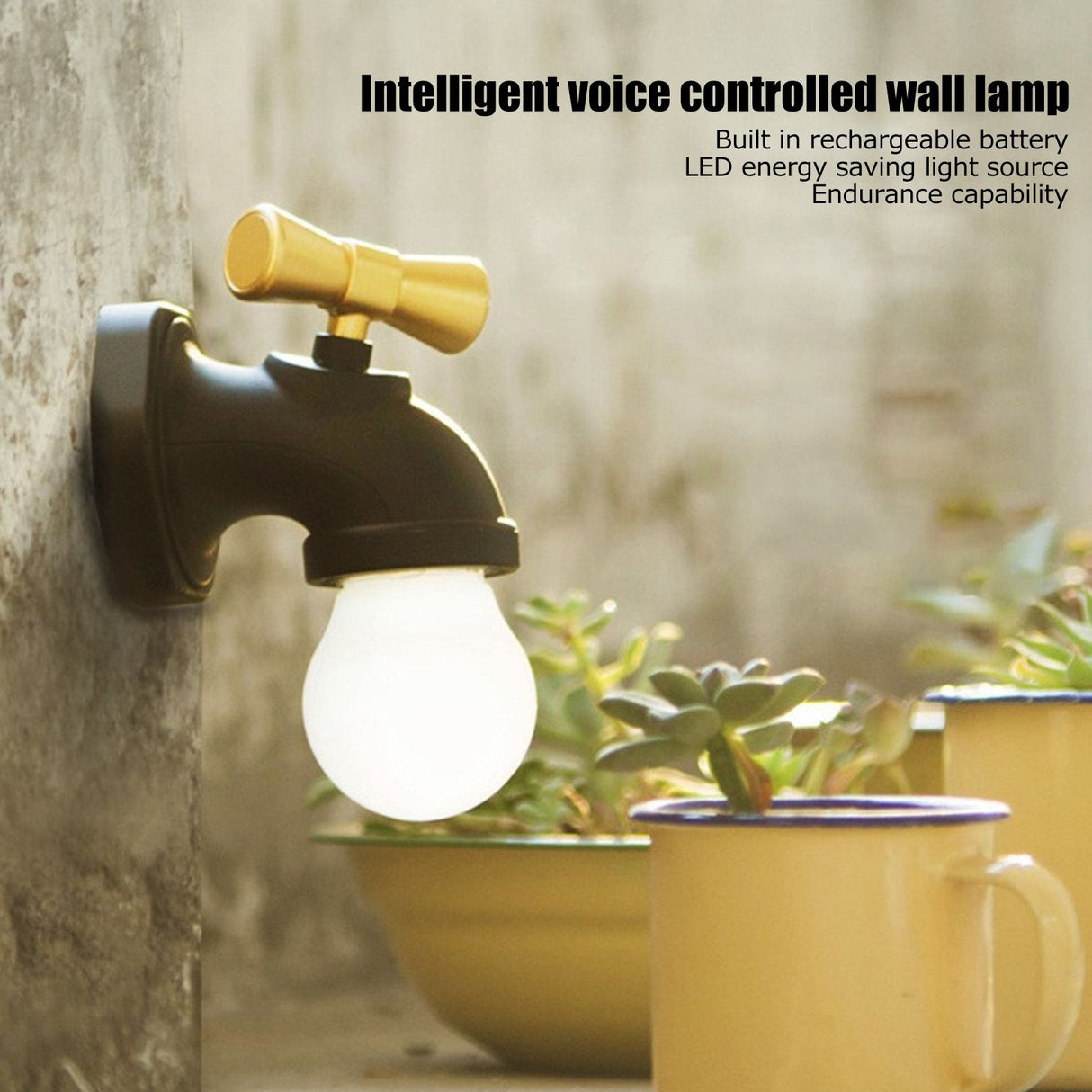 Creative LED Faucet Night Light USB Charging Voice Controlled Induction Bedside Lamp for Corridor