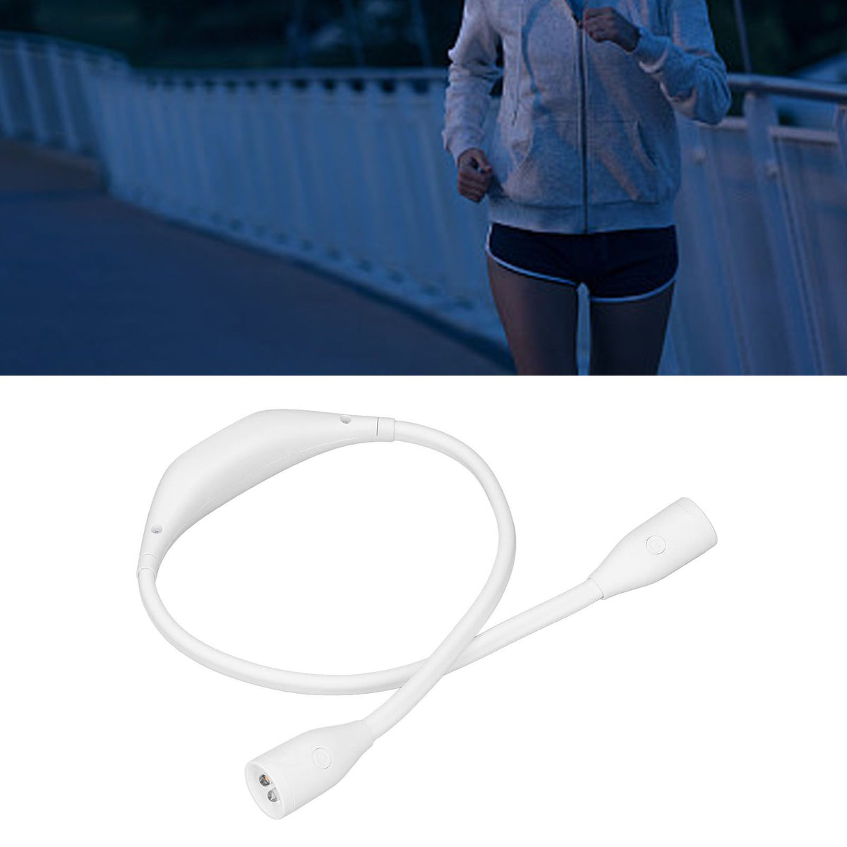 Neck Light USB Rechargeable 3 Brightness Levels 360° Flexible LED Neck Reading Lamp for Running RepairingWhite