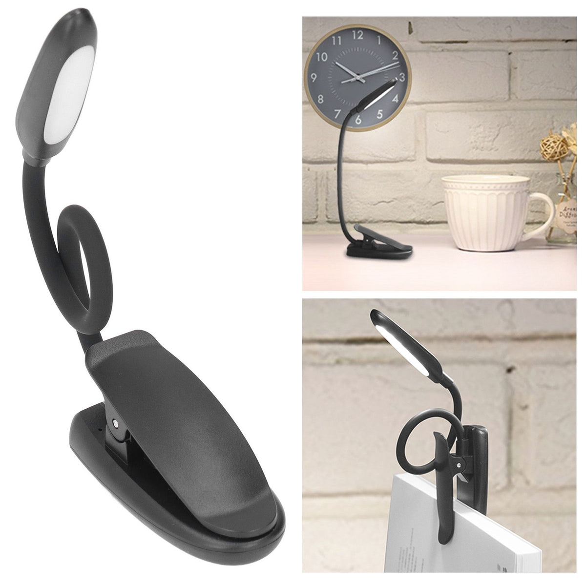 Clip On Light Reading Light 6 LED USB Charging Desk Lamp with 360° Flexible Gooseneck Clamp for Desk Headboard