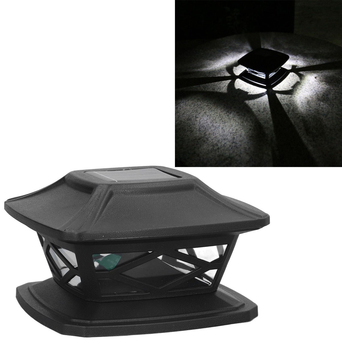 2set Solar Post Lights LED Lamp Beads 2 Color Lighting Rechargeable IP44 Waterproof PC Shell Fence Lights for Outdoor