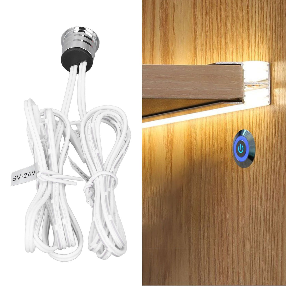Cabinet Lamp Switch Embedded Installation Touch Light Switch with Blue Light Display DC 5V-24V