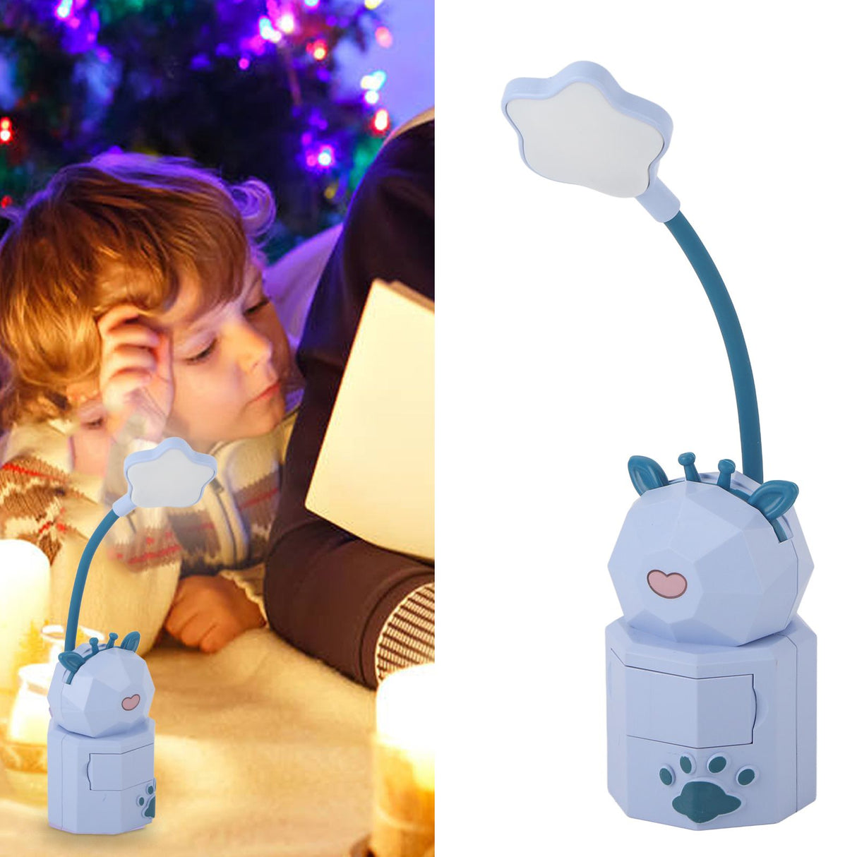 Kids Reading Light Cute Design USB Charging Warm Light 360 Degrees Gooseneck Adjustment Safe Material Kids LampPurple