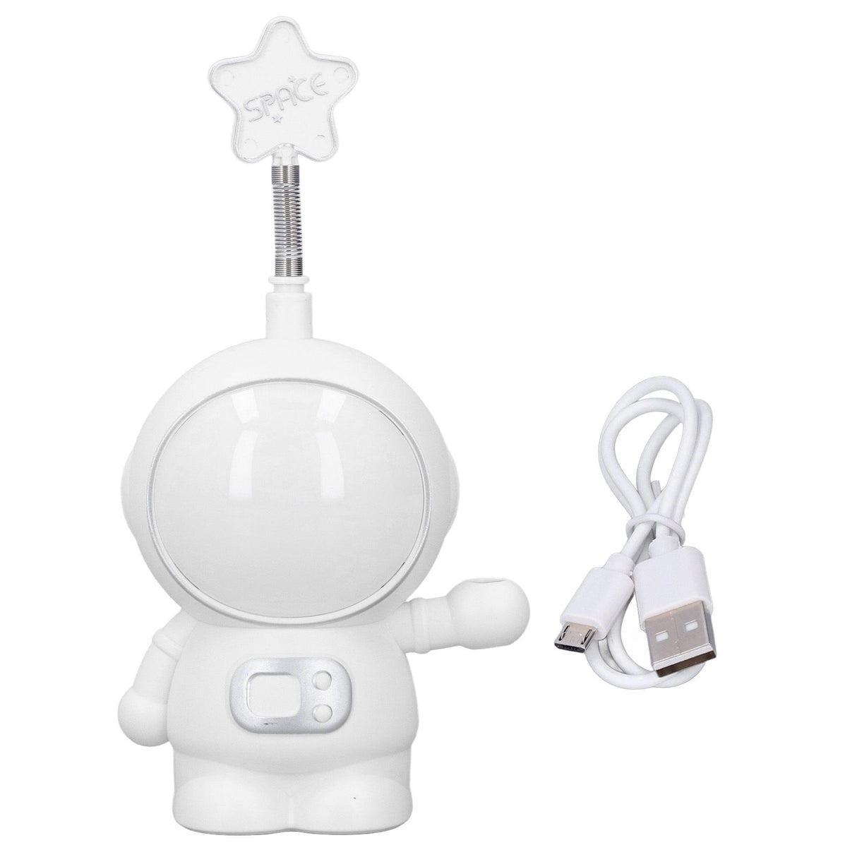 LED Desk Lamp 2 Lighting Modes Eye Protection USB Charging Astronaut Night Light with Pencil Sharpener for Home DeskWhite