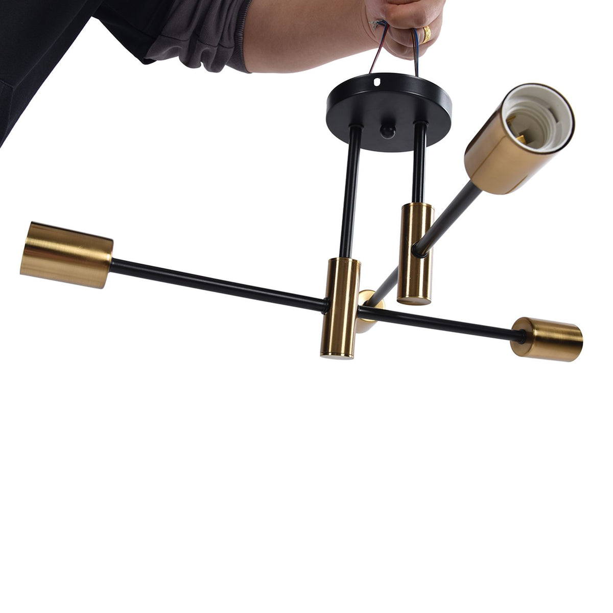4 Light Ceiling Mount Lamp 360° Rotation Adjustable Wrought Iron Ceiling Light for Dining Room Kitchen Office 110‑220V