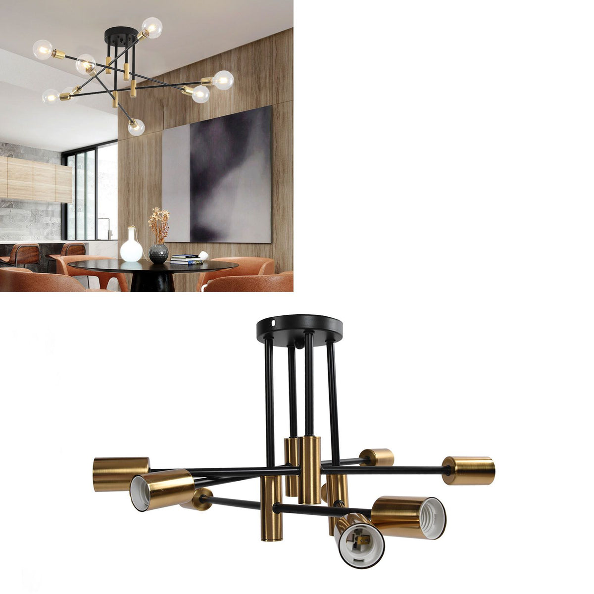 8 Light Ceiling Light Modern E27 Chandelier Lighting for Dining Room Living Room Kitchen Restaurant 110‑220V