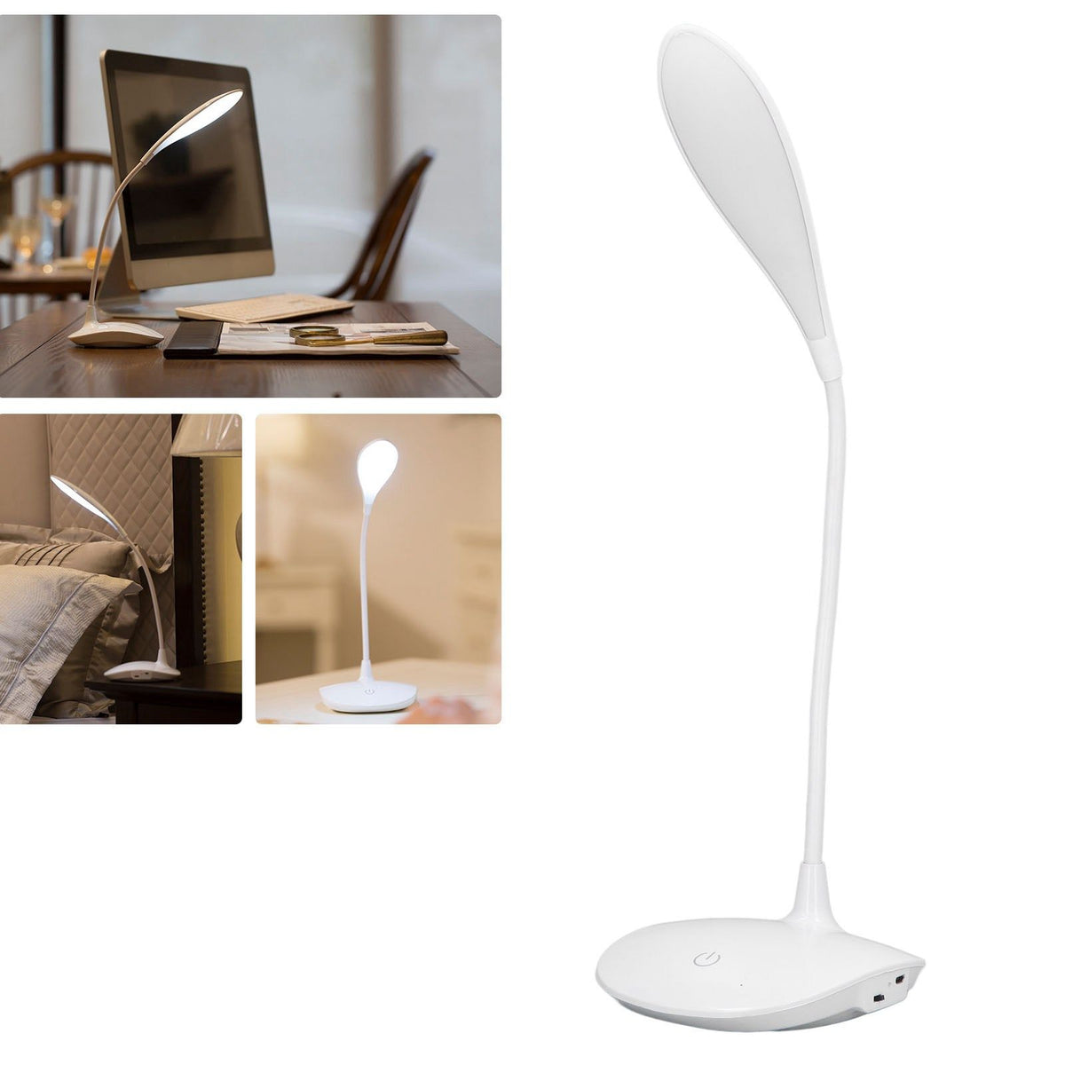 LED Desk Lamp USB Charging Touch Control 3 Modes Gooseneck Table Light for Children Students