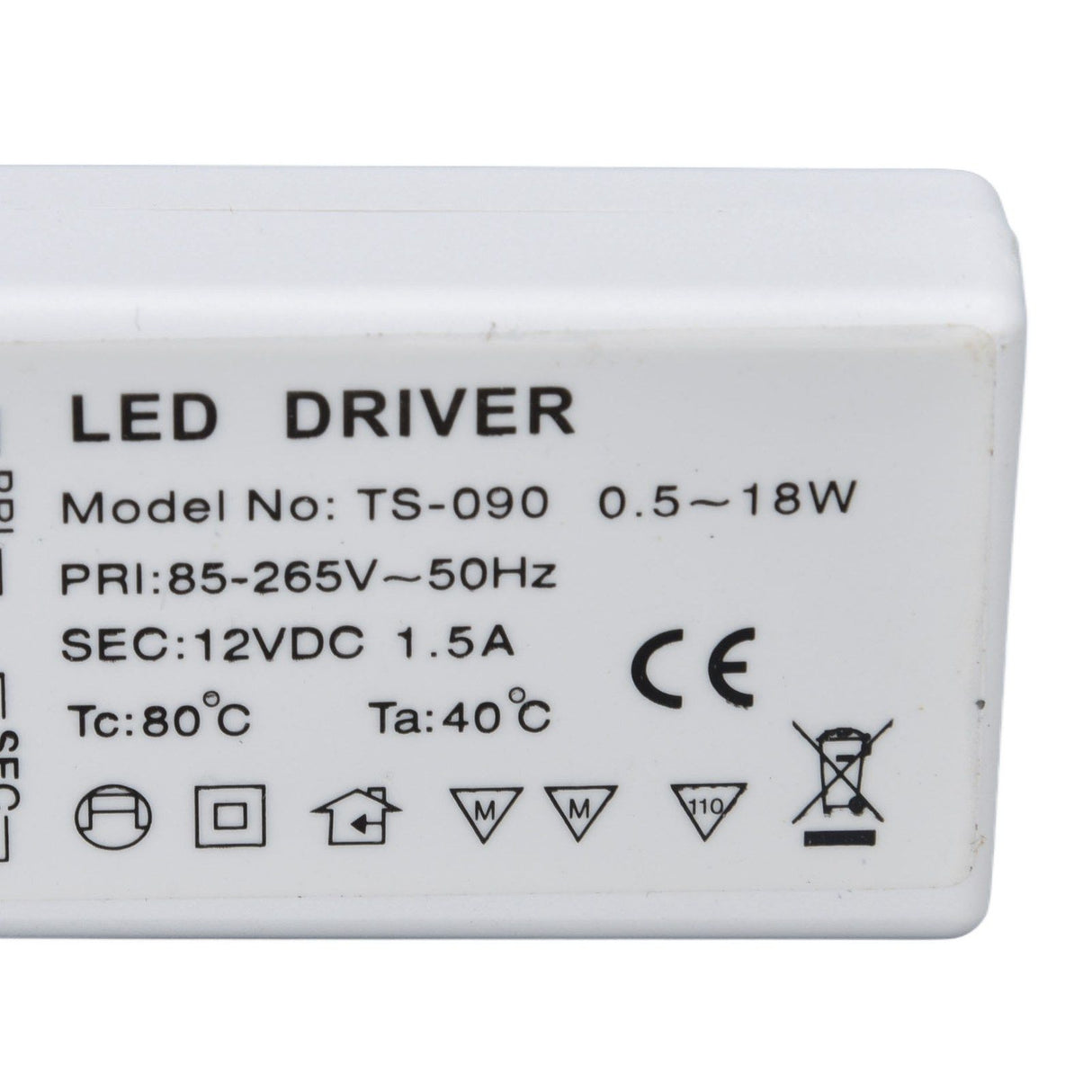 LED Transformer 18W 12VDC 1.5A Constant Current LED Driver for Cabinet Light DIY Lamp AC 85‑265V