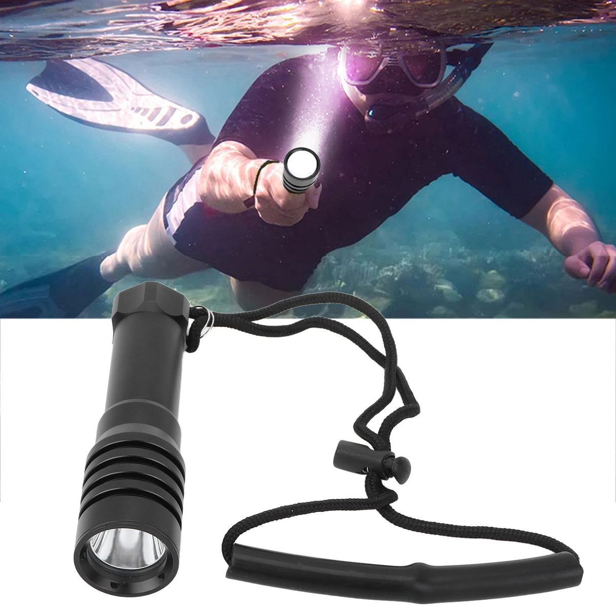 5000LM Diving Flashlight Underwater Diving Light 100m Depth Waterproof Torch for Night Fishing Canping