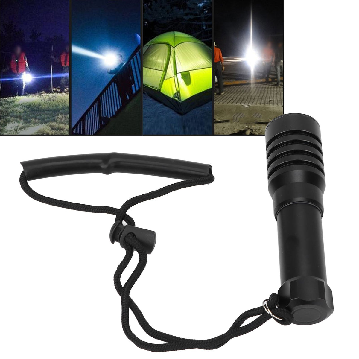 5000LM Diving Flashlight Underwater Diving Light 100m Depth Waterproof Torch for Night Fishing Canping