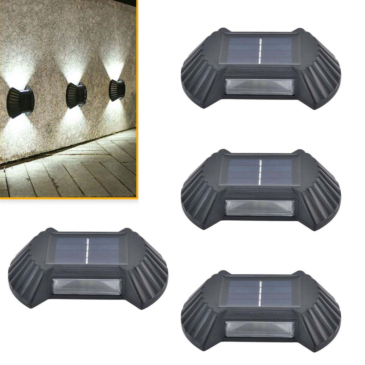 4 Sets Solar Wall Light Waterproof Multifunctional LED Solar Wall Light for Patio Yard Garden Outdoor DrivewayWhite Light