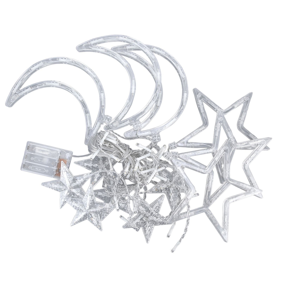 Star Moon Curtain String Lights Romantic Ambience Battery Powered 126 LED Ramadan Curtain Lights for Weddings Birthdays