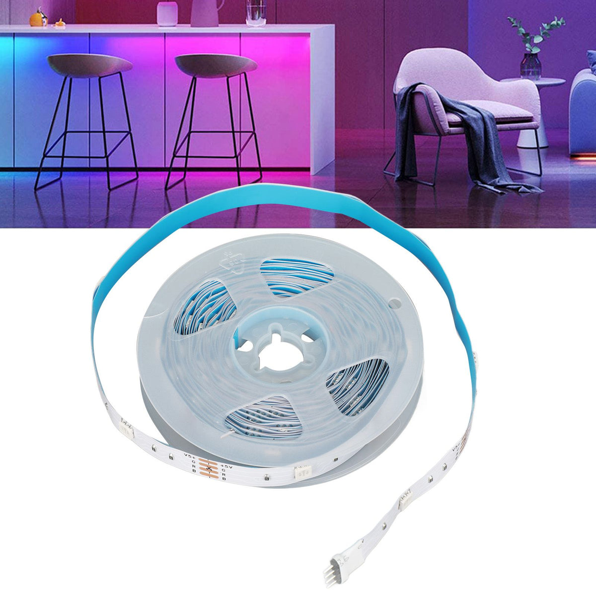 RGB LED Strip Lights Press Button Control 5V LED Lights with 3 Button Functions for Bedroom Kitchen Party Festivals5m / 16.4ft