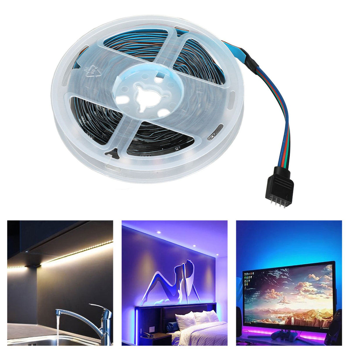 RGB Strip Lights 5V USB LED Strip Lights with 3 Button Functions for Bedroom Club Hotel Hall Corridor4m / 13.1ft