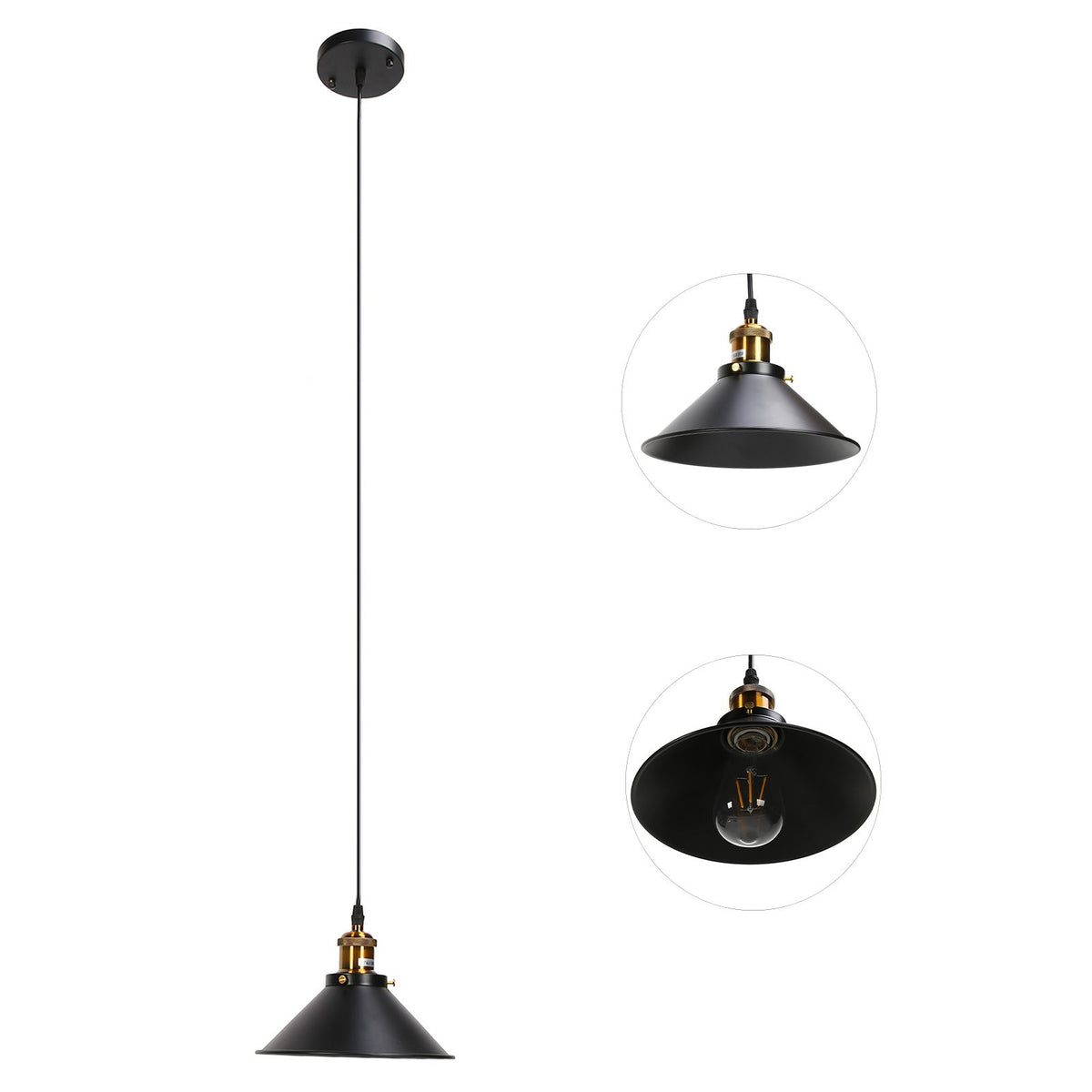 Wrought Iron Ceiling Lamp Simple Retro Industrial Style E27 Black Metal Cage Wrought Iron Hanging Light Fixture 85‑240V